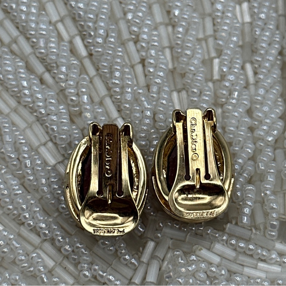 Vintage‎ Christian DIOR Amethyst Crystal Earrings #92 - Picture 4 of 7